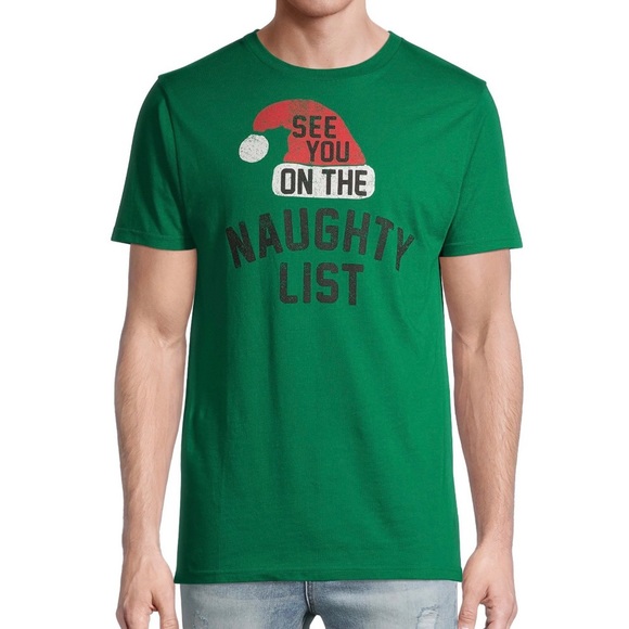 NEW Holiday Time Men’s Naughty List Christmas Graphic T-Shirt size XL - Picture 2 of 7